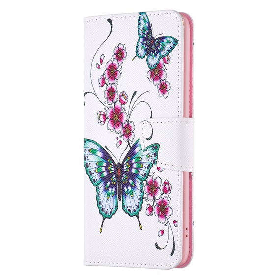 Etui z klapką do Xiaomi 13 Lite, Wallet, Butterflies & Flowers białe