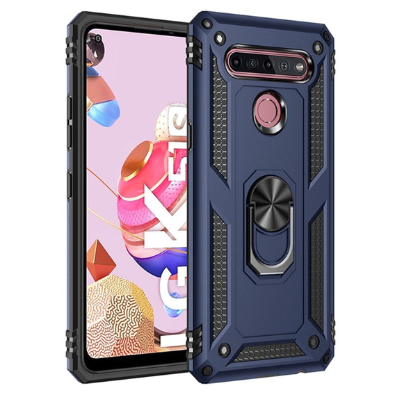 Etui pancerne do LG K51S, Nox Case Ring, niebieskie