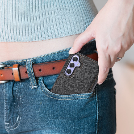 Etui skórzane do Samsung Galaxy A05s, Obudowa Lychee leather Case, czarne