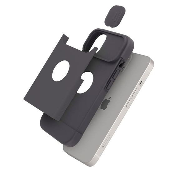 Etui do iPhone 13 / iPhone 14, ERBORD MagSafe Cam Slider, czarne + Szkło na ekran