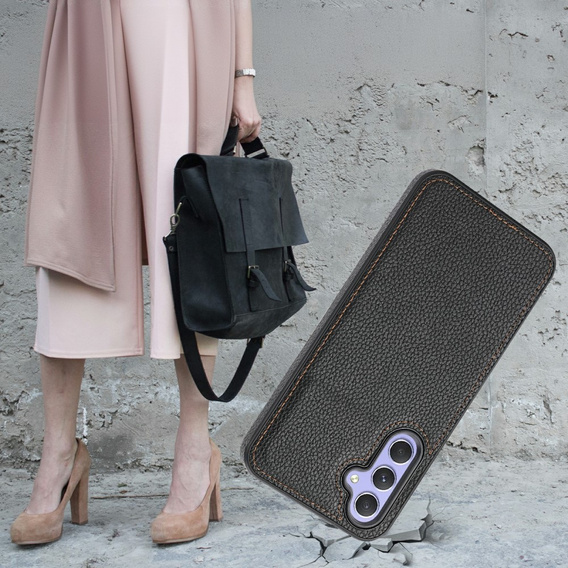 Etui skórzane do Samsung Galaxy A54, Obudowa Lychee leather Case, czarne