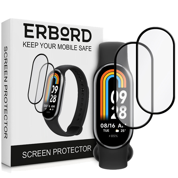 2x Szkło Hybrydowe ERBORD do Xiaomi Smart Band 10 / 9 / 8