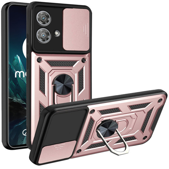 Etui pancerne do Motorola Edge 40 Neo, CamShield Slide, różowe rose gold