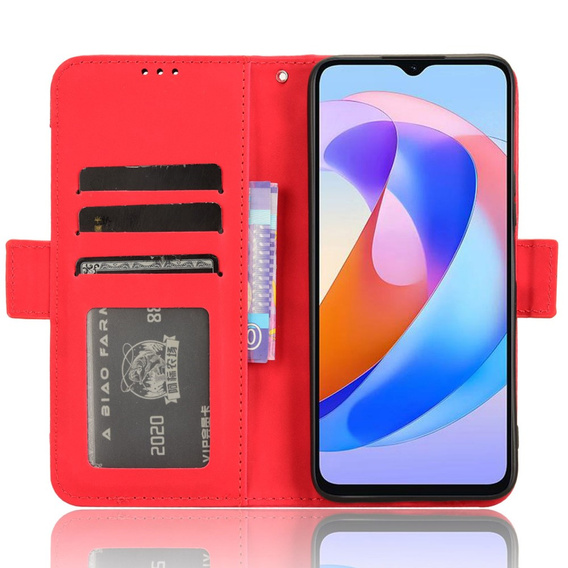Etui z klapką do Honor Magic 6 Lite 5G, Card Slot, czerwone