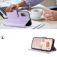 Etui z klapką do Samsung Galaxy S20 FE, Rhombus Crossbody Leather, fioletowe