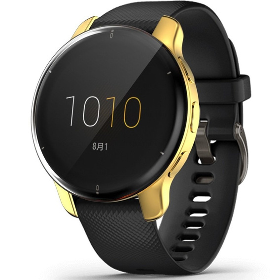2w1 Etui z Osłoną Silikonową na ekran do Garmin Venu 2 Plus, Złote