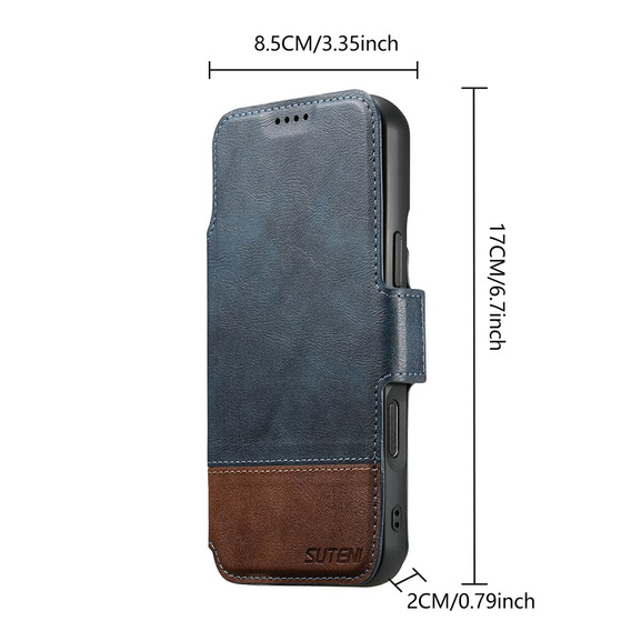 Etui z klapką 2w1 SUTENI do iPhone 17 Pro Max, do MagSafe, niebieskie