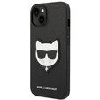 Etui Karl Lagerfeld do iPhone 14, Saffiano Choupette Head Patch, czarne