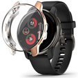 2w1 Etui z Osłoną Silikonową na ekran do Garmin Venu 2 Plus, Różowe złoto