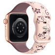 3x Pasek Silikonowy do Apple Watch 1/2/3/4/5/6/7/8/9/10/11/SE 38/40/41/42mm, kwiatki beżowy/różowy/czarny
