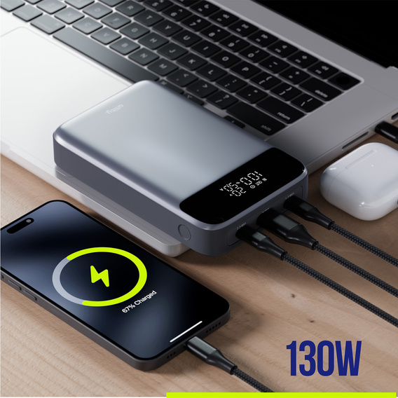 Allity Power Bank do laptopa APB-200 PD QC 130W 19200mAh - szary