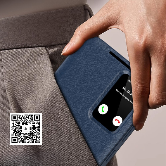 Etui z klapką do Samsung Galaxy A55 5G – niebieskie, Smart View Wallet z kieszonką na karty