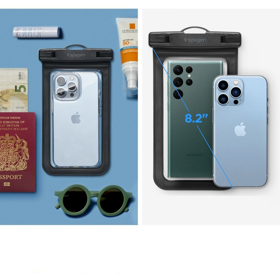 Wodoszczelne czarne etui Spigen A601 Universal Waterproof Case 2-Pack