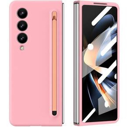 Etui do Samsung Galaxy Z Fold 4 5G, ze szkłem i rysikiem, różowe