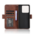 Etui z klapką do Xiaomi Poco M7 Pro 5G, Card Slot, brązowe