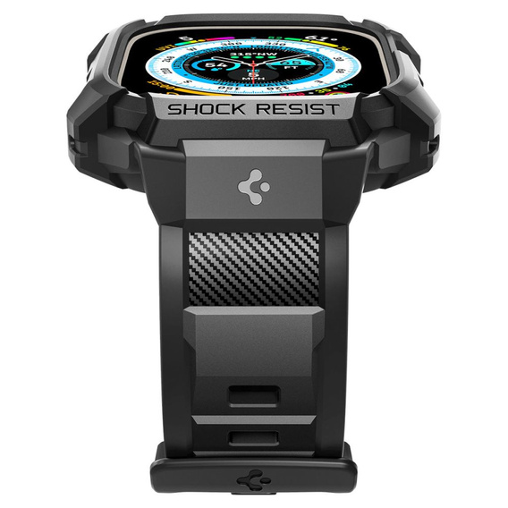 Pasek z etui Spigen do Apple Watch Ultra 1/2/3 49mm, Rugged Armor Pro, Czarny