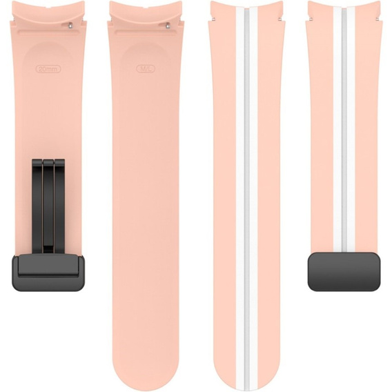Pasek Silikonowy do Samsung Galaxy Watch 4/5/6/7/FE 40/42/43/44/45/46/47mm, Różowy / Biały