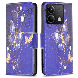 Etui z klapką do Xiaomi Redmi Note 13 5G, Wallet, Butterflies fioletowe