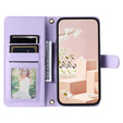 Etui z klapką do iPhone 16 Pro Max, Rhombus Crossbody Leather, fioletowe