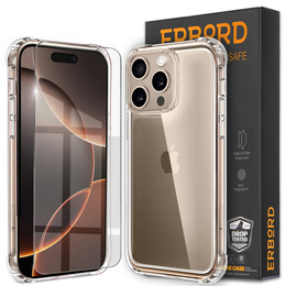 Etui do iPhone 16 Pro Max, Erbord Dropproof, przezroczyste + Szkło