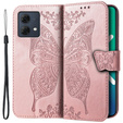 Etui z klapką do Motorola Moto G84, Butterfly, różowe rose gold