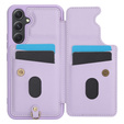 Etui do Samsung Galaxy S23 FE, Leather Flower Card Slot, fioletowe