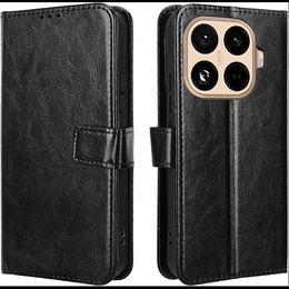 Etui z klapką do Xiaomi 15T Pro, Crazy Horse Wallet, czarne