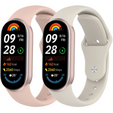 2x Pasek Silikonowy do Xiaomi Smart Band 10 / 9 / 8, Różowy, Beżowy