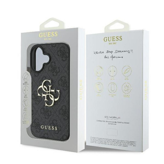 Etui GUESS do iPhone 16, 4G Big Metal Logo, czarne