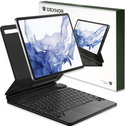 Etui z klawiaturą do Samsung Galaxy Tab S10+/S9 FE+ Plus/S9+/ S8+/ S7+/ S7 FE, Dexnor Magnetic Keyboard Touchpad, czarne
