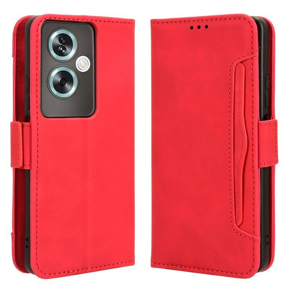 Etui z klapką do Oppo A79 5G, Card Slot, czerwone