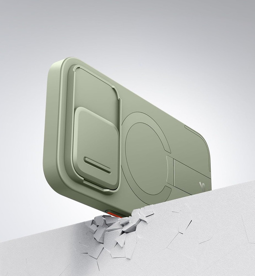 SURITCH Magnetyczne etui ochronne do iPhone 14 Pro z osłoną kamery i podstawką - zielone
