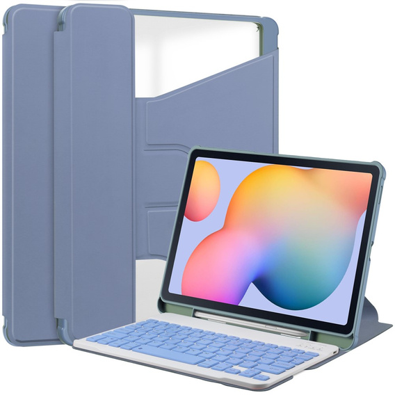 Etui z klawiaturą do Samsung Galaxy Tab S6 Lite 10.4" 2020/2022/2024, Rotary 360° Leather, fioletowe