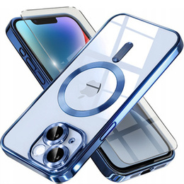 Etui do iPhone 14, Electro MagSafe, niebieskie + Szkło na ekran