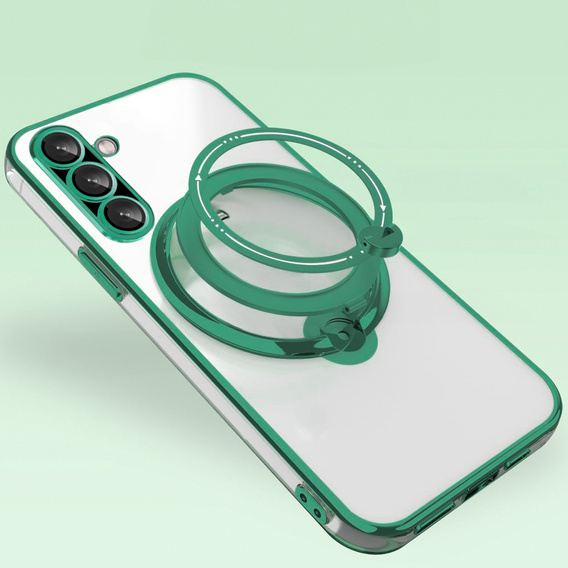 Etui Magnetyczne do Samsung Galaxy A56 5G, do MagSafe, zielone + Szkło 9H