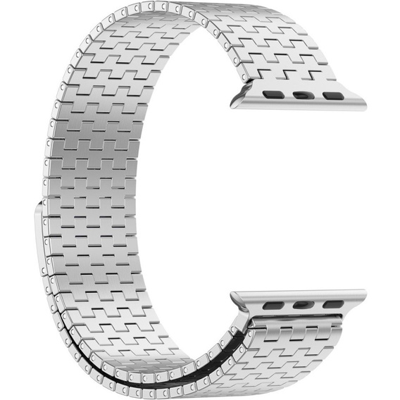 Stalowa Bransoleta do Apple Watch 1/2/3/4/5/6/7/8/9/10/11/SE Ultra 1/2/3 42/44/45/46/49mm, Srebrna