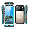 Etui Wodoodporne IP68 do iPhone 17 Pro, SHELLBOX MagSafe, niebieskie
