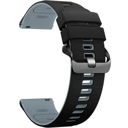 Pasek Silikonowy Uniwersalny 22mm, Czarny / Szary