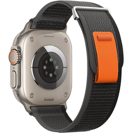 Pasek Nylonowy do Apple Watch 1/2/3/4/5/6/7/8/9/10/11/SE Ultra 1/2/3 42/44/45/46/49mm, Szary/Pomarańczowy