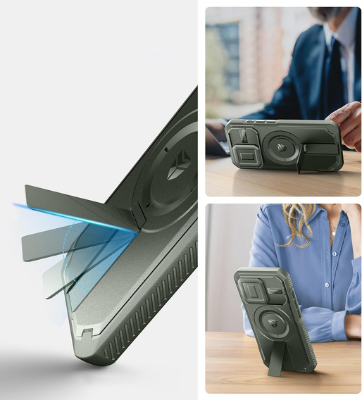 Etui Dexnor MagSafe do iPhone 16 Pro magnetyczne z przesuwaną osłoną aparatu – zielone