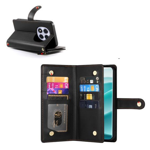 Etui z klapką do Xiaomi Redmi Note 14 Pro 5G / Poco X7 5G, Wallet Zipper Pocket, czarne