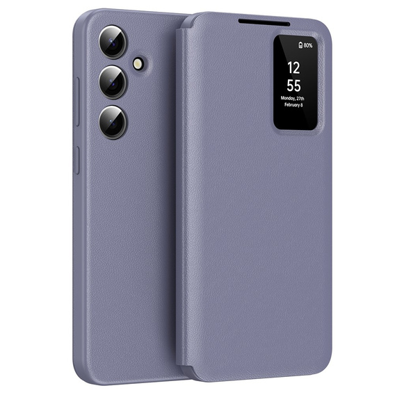 Etui z klapką do Samsung Galaxy A55 5G – fioletowe, Smart View Wallet z kieszenią na kartę