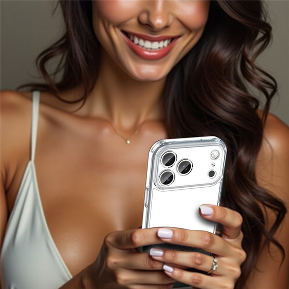 Etui do iPhone 17 Pro Max, silikonowe z twardym tyłem, przezroczyste