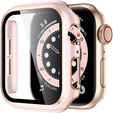 2w1 Etui + Szkło Hartowane do Apple Watch 4/5/6/SE 44mm, Różowe / Złote