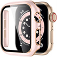2w1 Etui + Szkło Hartowane do Apple Watch 7/8/9 41mm - Różowe / Złote