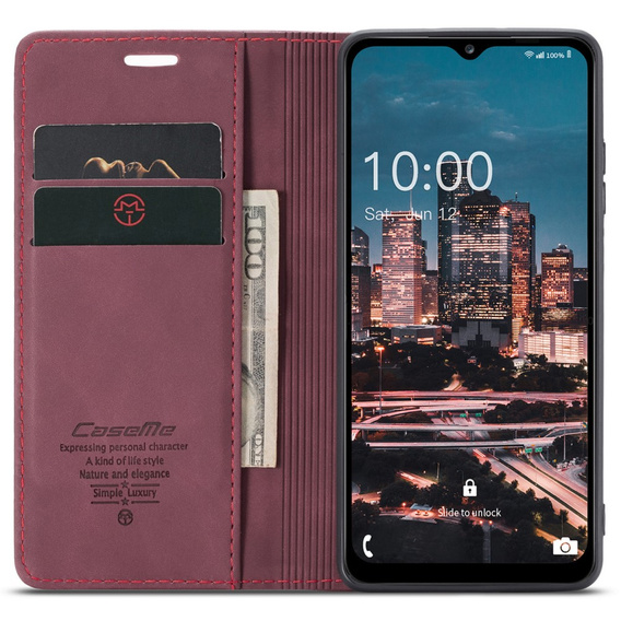 Etui CASEME do Samsung Galaxy A04S / A13 5G, Leather Wallet Case, czerwone