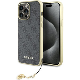 Etui GUESS do iPhone 15 Pro, 4G Charms Collection, szare