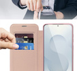 Etui z klapką do Samsung Galaxy S25 Edge, RFID Wallet MagSafe z ochroną aparatu, różowe