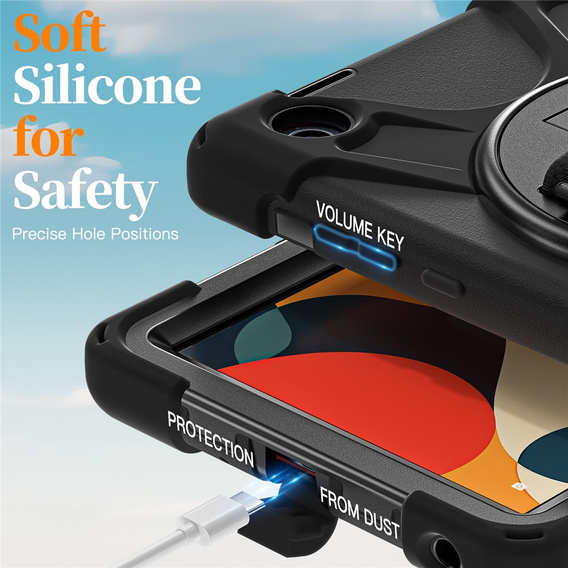 Pancerne etui do Lenovo Tab One, z podstawką i paskiem na ramię – czarne