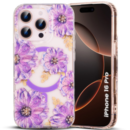Etui do iPhone 16 Pro, Laser Flower, do MagSafe, Violet